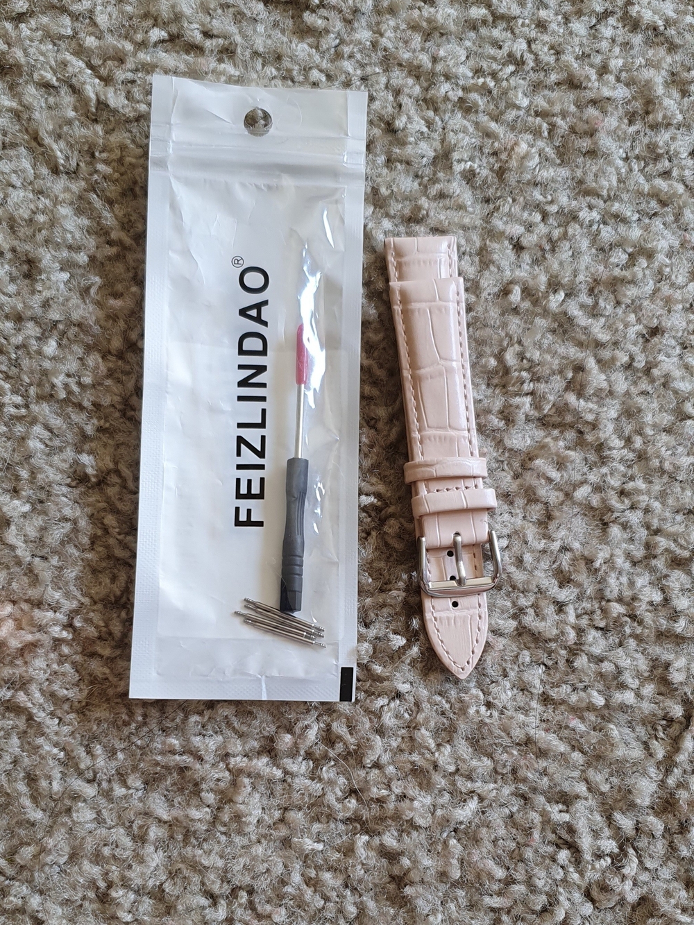 Genuine Leather 20mm Pink Watch Band with Tools